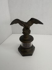 Brass Era Eagle Radiator Hood Ornament With Sight Glass Converted To Advertising