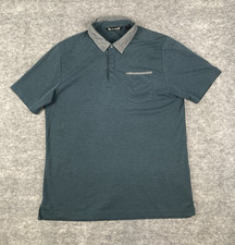 Travis Mathew Polo Shirt Mens L Green Contrast Collar Short Sleeve Lightweight