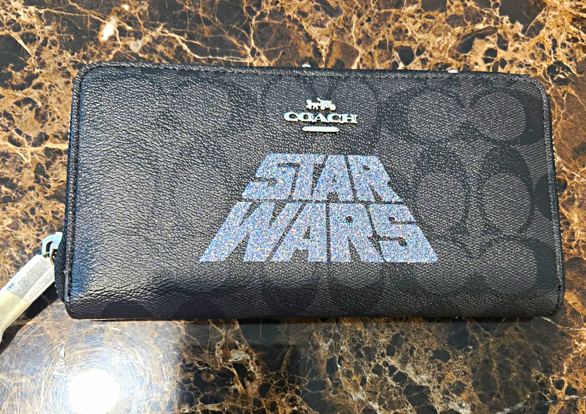 COACH STAR WARS 長財布 ブラック Coach Star Wars Zip-Around Wallet Black Monogram Logo Women's