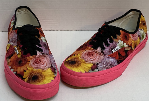 Vans Customs (Größe Damen 10,5, Herren 9) rosa Blumenmuster Canvas Turnschuhe Schuhe