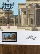 Original Briefmarken-Grafik "Gendarmenmarkt in Berlin" mit Sondermarke