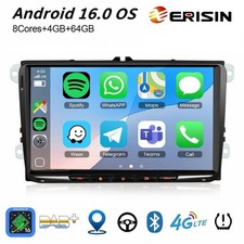 Erisin Android 16 4+64G 8-Core Für VW Golf Caddy T5 Skoda SEAT Autoradio GPS 4G