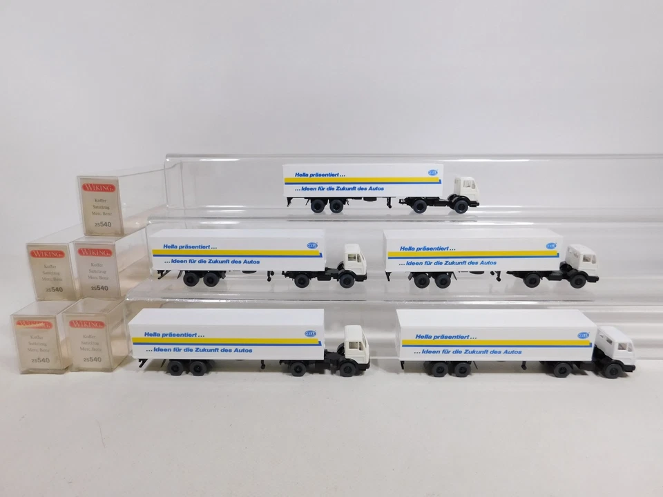 5x wiking H0 1:87 25 540 Trattore Case / Sz MB/Mercedes Hella Top + Box # - Immagine 2 di 4