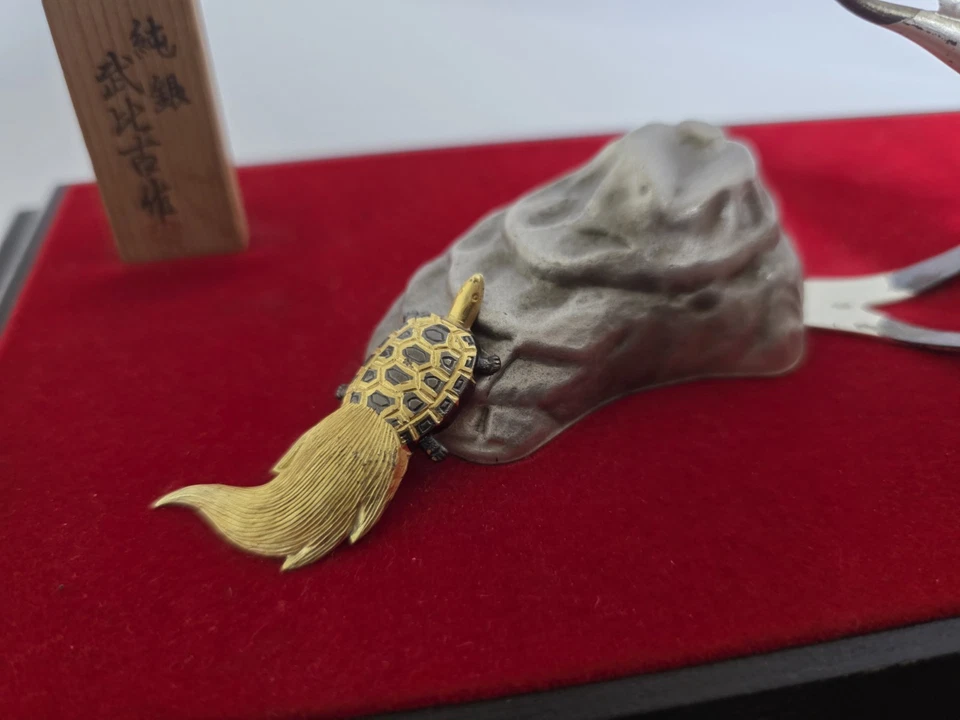 Figura Tortuga Grulla AG Plata Pura OKIMONO Japón Figura Antigua Foto 2 de 4
