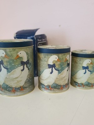 Vintage 90s Geese Metal Nesting Tins Lot Goose Cottage Core Decor