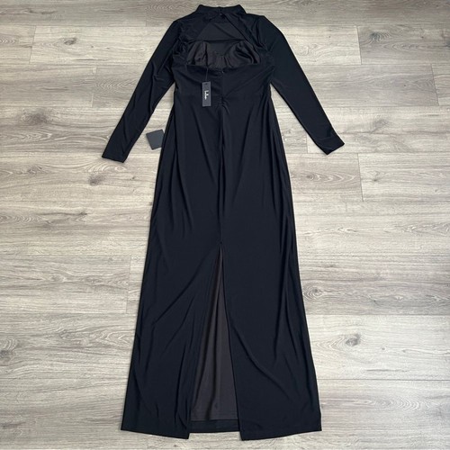 Maxi Vestido Lulus Sensational Appeal Malla XL Negro Bustier Recorte Abertura Formal Nuevo con Etiquetas - Imagen 8 de 12