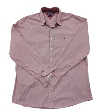 Tommy Hilfiger Shirt Red White Striped Slim Fit XXL