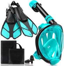 Viginsul Snorkeling Gear for Kids Teens, Full Face Snorkel Mask Adjustable ...