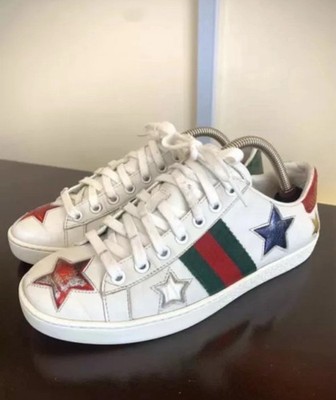 Gucci Calfskin Ayers Web Star Embroidered Ace Sneakers EU 36 || US 5.5