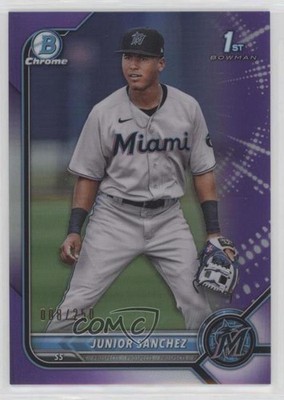 2022 Bowman Chrome Prospects Purple Refractor 8/250 Junior Sanchez #BCP-111 h3a