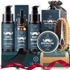 Kit Barba per Uomo 10 in 1 Set Regalo Cura Barba Completo Professionale con Olio
