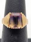 10k Solid Yellow Gold 2.90ct Emerald Cut Ametrine Solitaire Ring Size 6.75 — photo 4