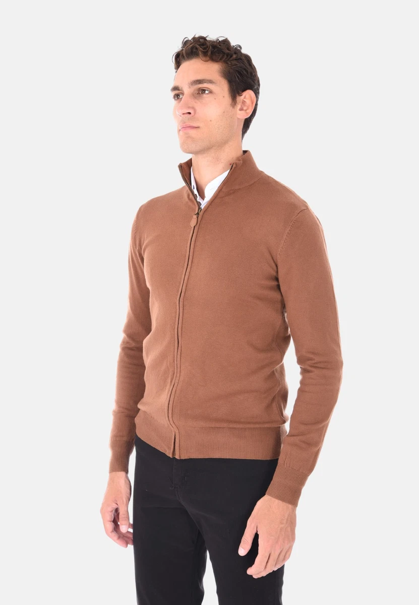 Maglione a collo alto, da uomo, classico, alla moda, a maglia fine, slim fit, per il tempo libero, a maniche lunghe, beige., S