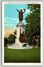 Francis Scott Key Monument Frederick MD Postcard Mount Olivet Cemetery