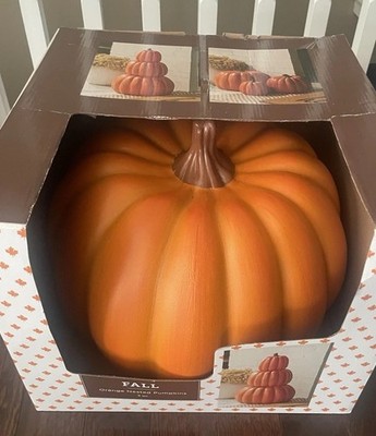 Hobby Lobby Nesting Stackable Orange Pumpkin Set Fall Halloween  Lot Of 2. NEW