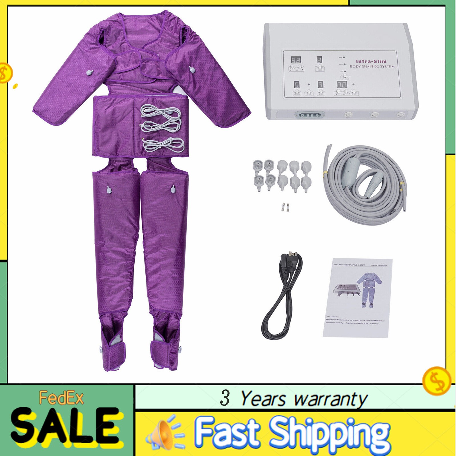 Air Pressure Pressotherapy Lymphatic Weight Loss Slimming Machine Suit 400W 110V