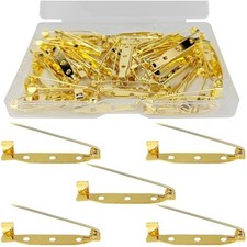 50 Pcs Brooch Pins, Safety Pins, Pin Badge Backs with Holes for Jewelr