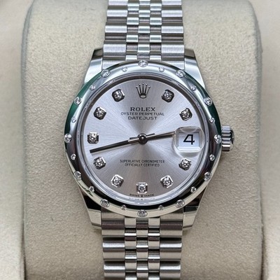 Rolex Datejust 31 NEW 2026 Silver Diamond Dial Stainless Steel Scatted Jubilee