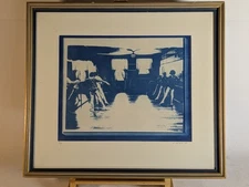 1981 Vintage Cyanotype Ballet Class Blueprint framed art Modernist Dancers