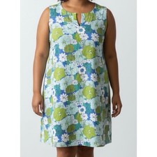 Talbots Dress Womens Size 16W Green/Blue/White Floral Sleeveless