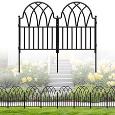 19 Pack Decorative Garden Fence Panels - 20.07 Ft Black Arched Metal Landscap...