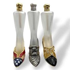 NEW Vintage 3 Set Perfume Bottles Stiletto/High Heel Shoes Metal&Glass w Dauber