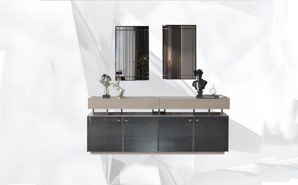 Sideboard Mit Spiegel Anrichte Garnitur Schrank Modern Kommode Grau-image