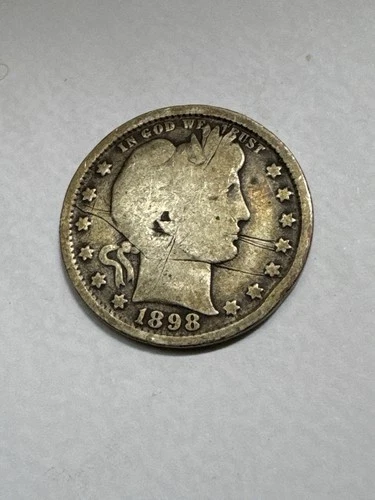 1898 Barber Quarter • 90% Silver • Philadelphia Mint • Liberty Head