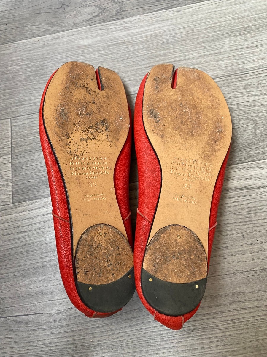 Maison Margiela Tabi red レッド 35 Martin Margiela Tabi Red Leather Flat Shoes Sz 35 Rare