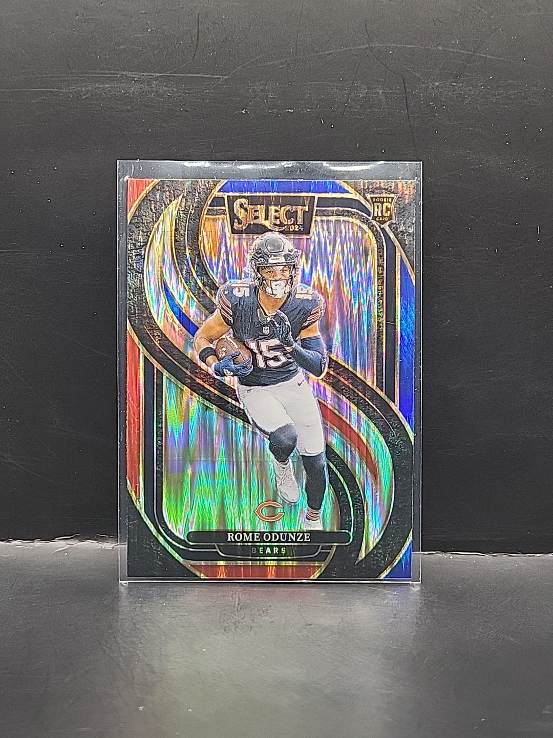 2024 Select Rome Odunze Premier RC Red and Blue Prizm Shock #136 Bears