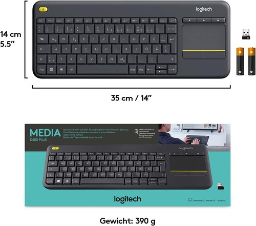 Logitech K400 Plus Wireless Touch TV Keyboard With Easy Media Control and Built- - Picture 5 of 9