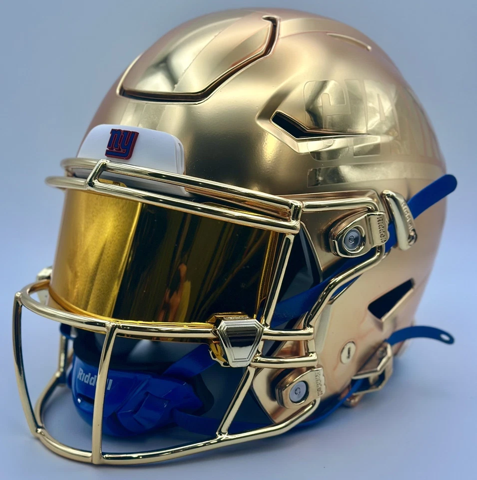 Casco Lawerence Taylor Personalizado Cromo Dorado Velocidad Flex Logotipo Gigantes Certificado JSA Foto 3 de 4