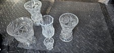 Job Lot 6 vintage lead crystal / glass vases - wedding, party, cafe, restaurant