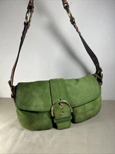 COACH Vintage Soho Flap Hobo Green Suede Shoulder Bag K04S-3659