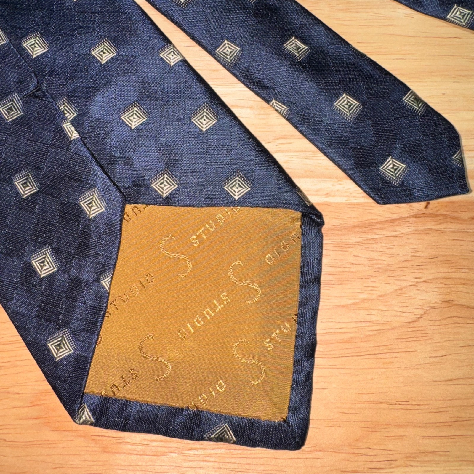 Robert Talbott Studio Blue Geometric Square Print… - image 5