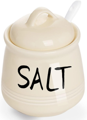 Salt Bowls with Lid and Spoon -12 Oz Ceramic Salt Cellar, Salt Container
