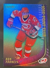 RON FRANCIS Hurricanes  hockey card 2000 1,000 Points Club