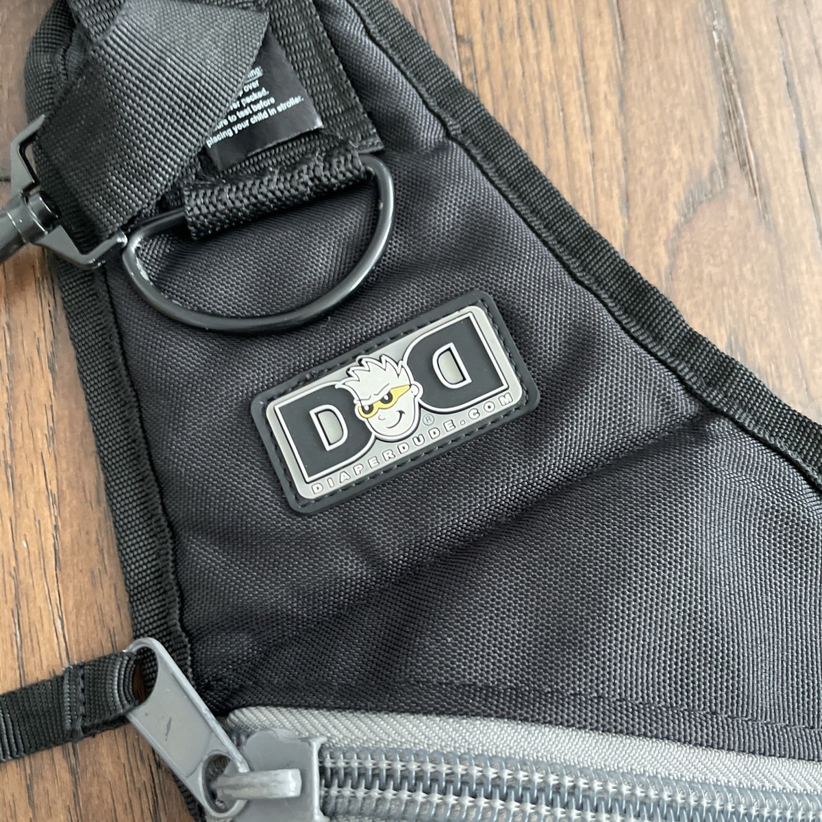 Diaper Dude Dad Diaper Bag Black Grey Heavy Duty Multi Pocket Bag