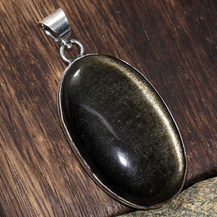 Silver Obsidian 925 Silver Plated Gemstone Pendant 2 Inch Elegant Jewelry Gift
