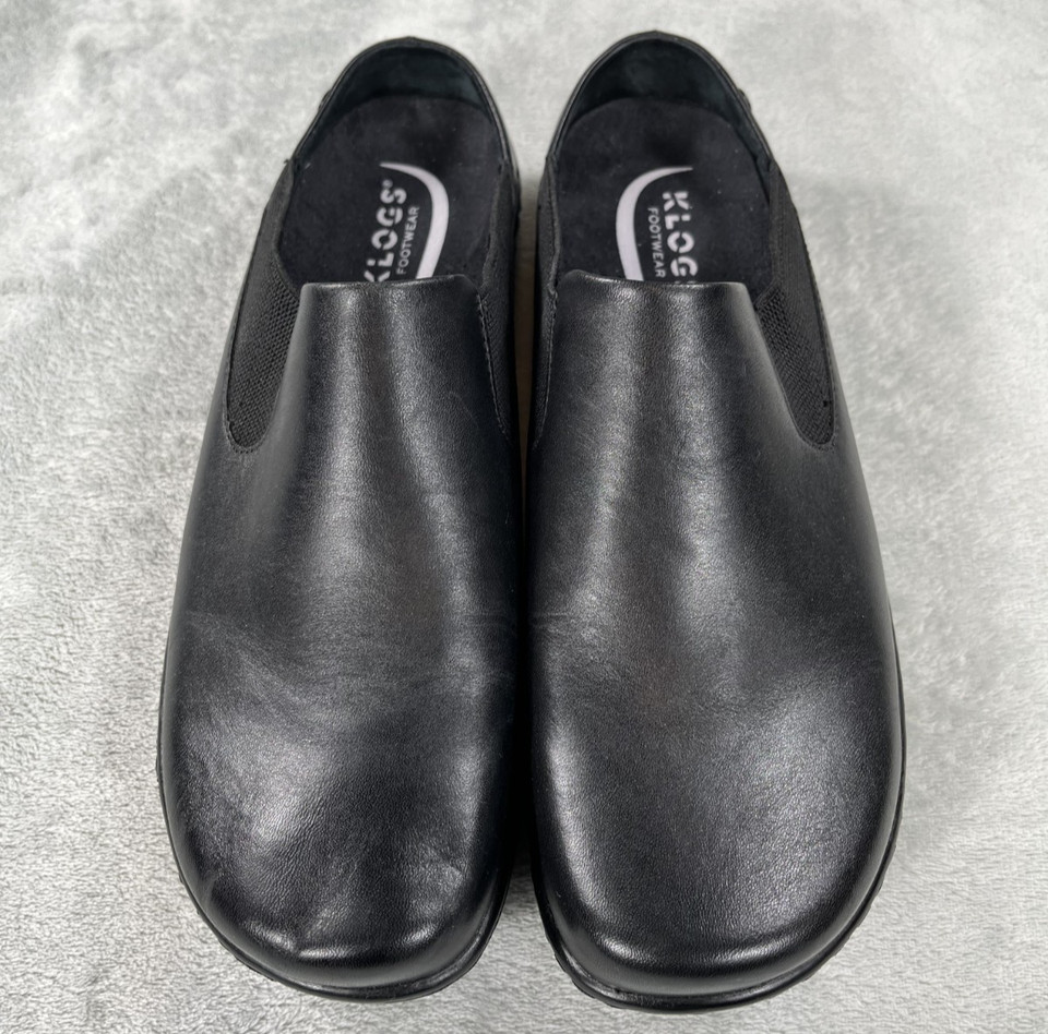 Klogs Sail Womens Size 11 Black Leather Slip On Comfort Clogs Work Nursing Shoes