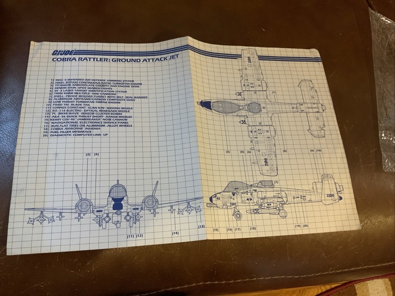 Vintager GI Joe Cobra Rattler: Ground Attack Jet Assembly Instructions Sheet