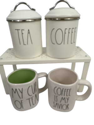 Rae Dunn Artisan Collection Coffee & Tea Tin Canisters & Coffee & Tea Mugs Lot
