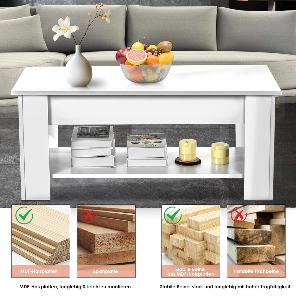 Kaffeetisch Couchtisch Sofatisch höhenverstellbar Wohnzimmertisch ausziehbar Zcl - Bild 4 von 4