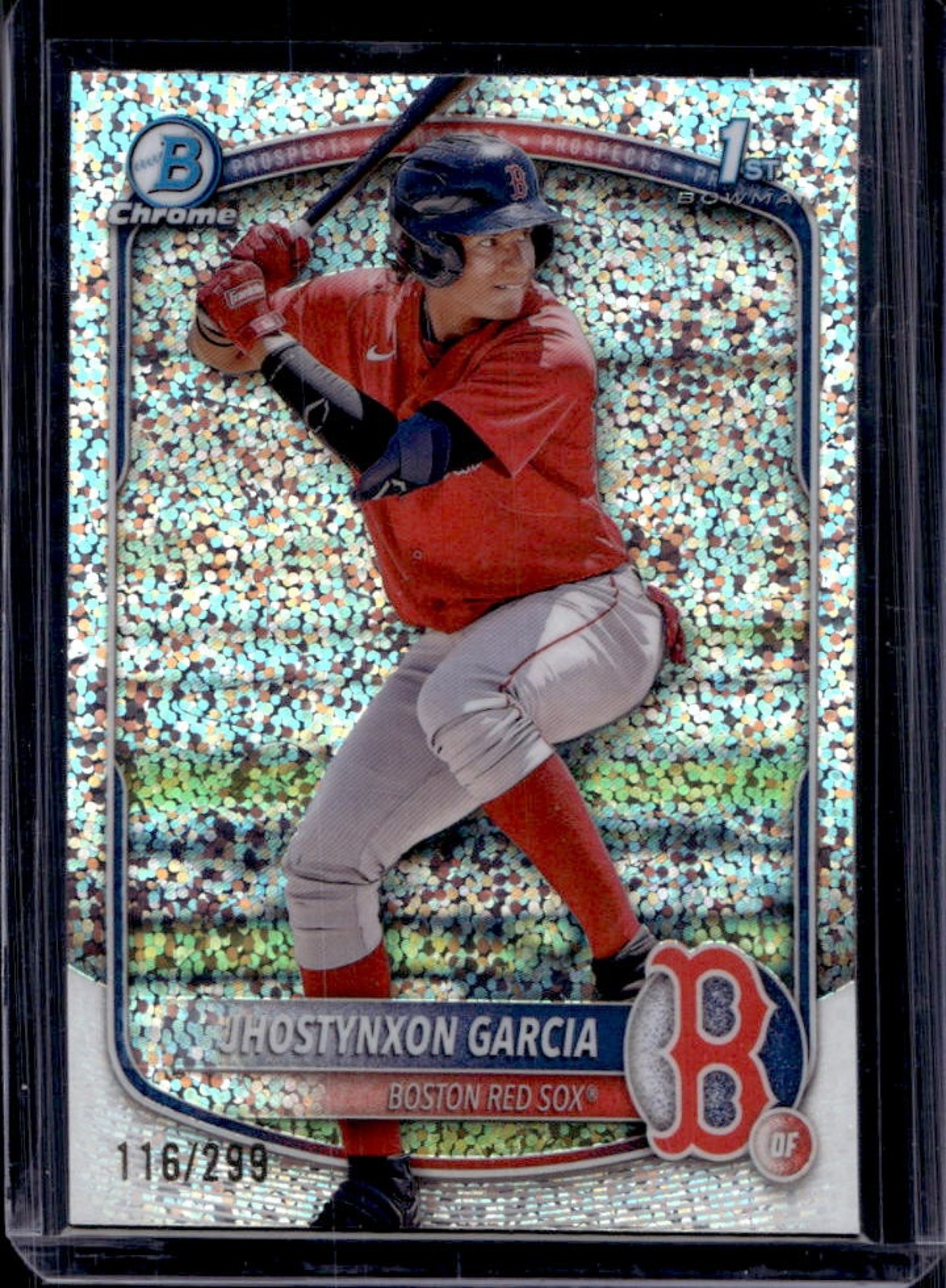 2025 Bowman Jhostynxon Garcia Chrome Speckle Refractor 1st #/299 Red Sox