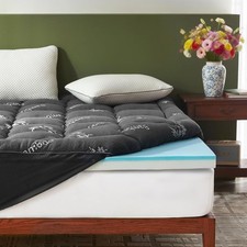 4 Inch Memory Foam Mattress Topper Queen,2-in-1 Dual Layer Design 2" Gel Memory