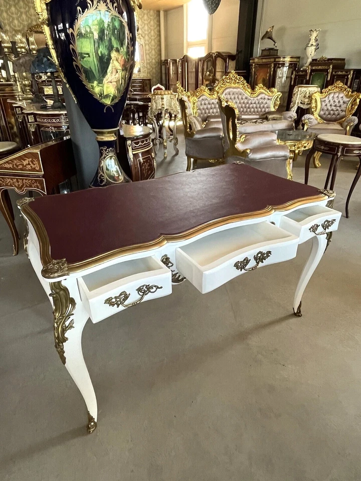 Deluxe Desk French Baroque Table Handmade Antique Style Red Desk for Home Decor - Bild 4 von 4