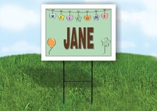JANE WELCOME BABY GREEN 18 in x 24 in Yard Sign Road Sign with Stand