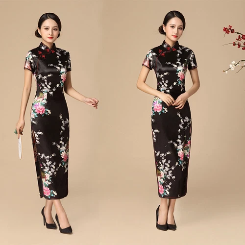 Chinese Women's Silk Satin Evening Dress Ball Long Cheongsam Traditional Qipao - Picture 15 of 29