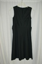 J. Crew Black 100% Cotton V-Neck Fit and Flare Dress Size 10 See Measurements