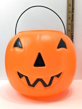 Vtg Norfolk Halloween Pumpkin Blow Mold Pail Bucket Trick-or-treat Made In USA